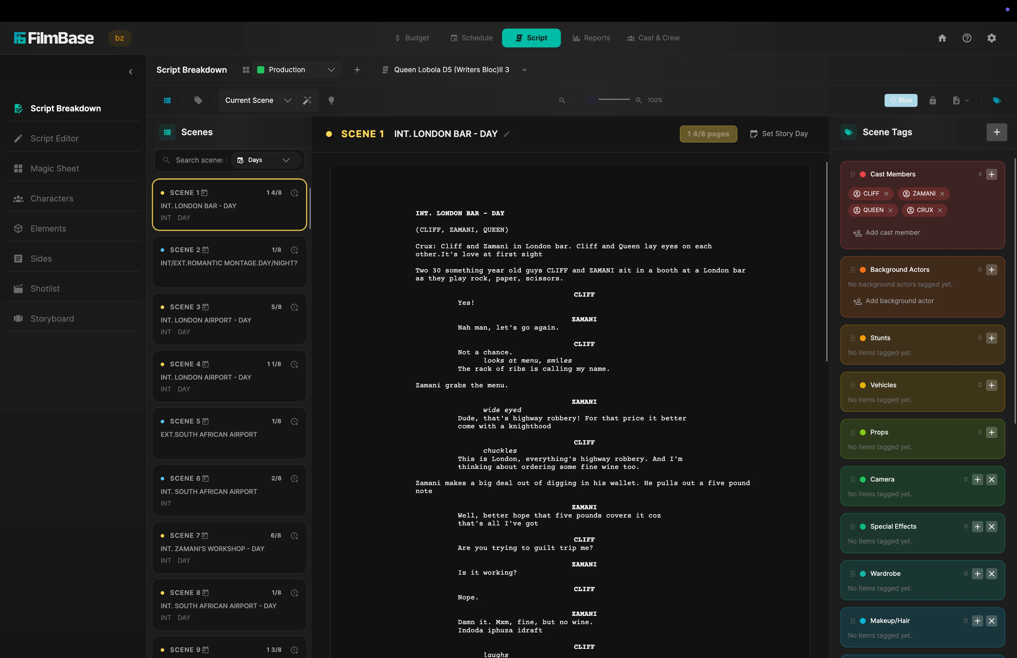 FilmBase Script Breakdown